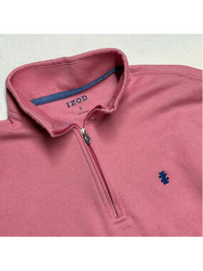 Men's IZOD Pink Quarter-Zip Sweater Small with Blue Logo Golf